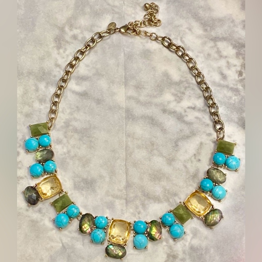 Chico's Turquoise and Gold Statement Necklace